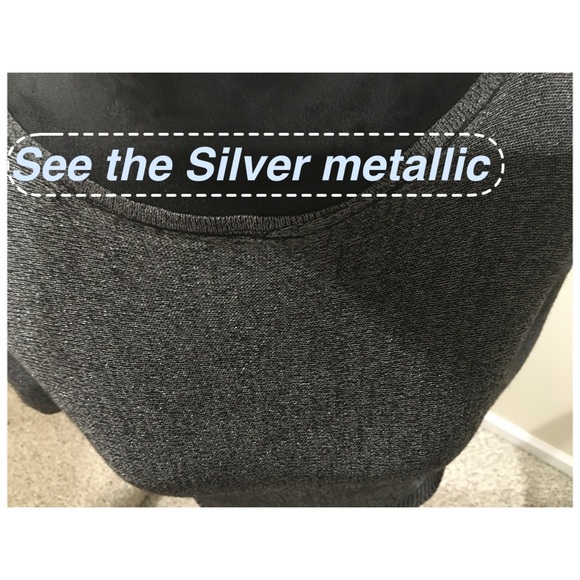 BLACK SILVER METALLIC 3/4 SLEEVE WOMEN’S SHIMMER TOP BATWING SLEEVES TOP - Picture 6 of 16
